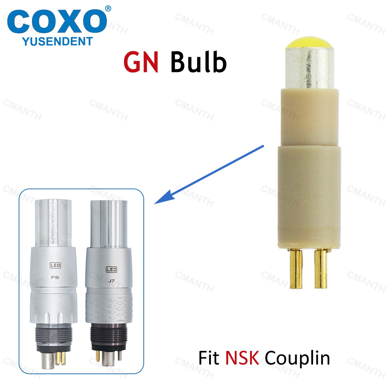 COXO Dental Turbine High Speed Handpiece Fiber Optic 6 Pin Coupler Bulb Fit NSK