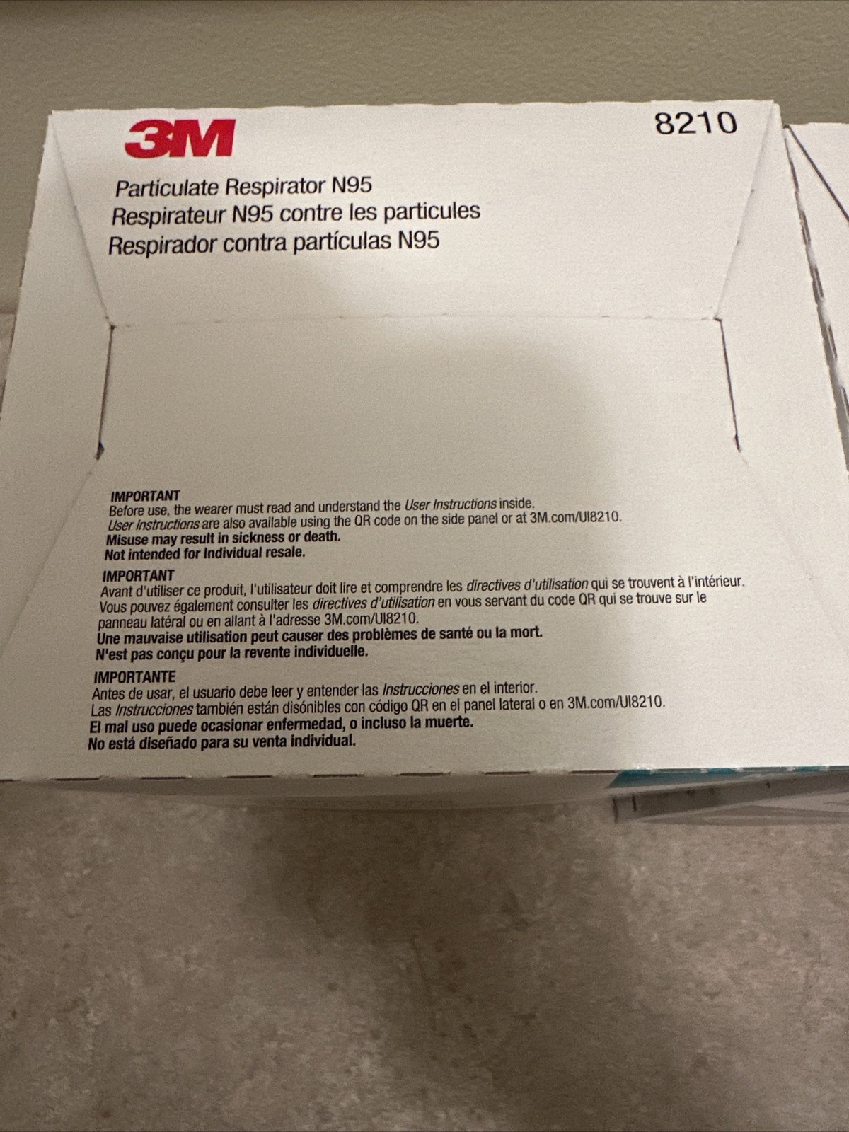 N95 3M 8210 Particulate Respirator, 2 Box Lot, Total of 40 Masks, EXP 08/2026
