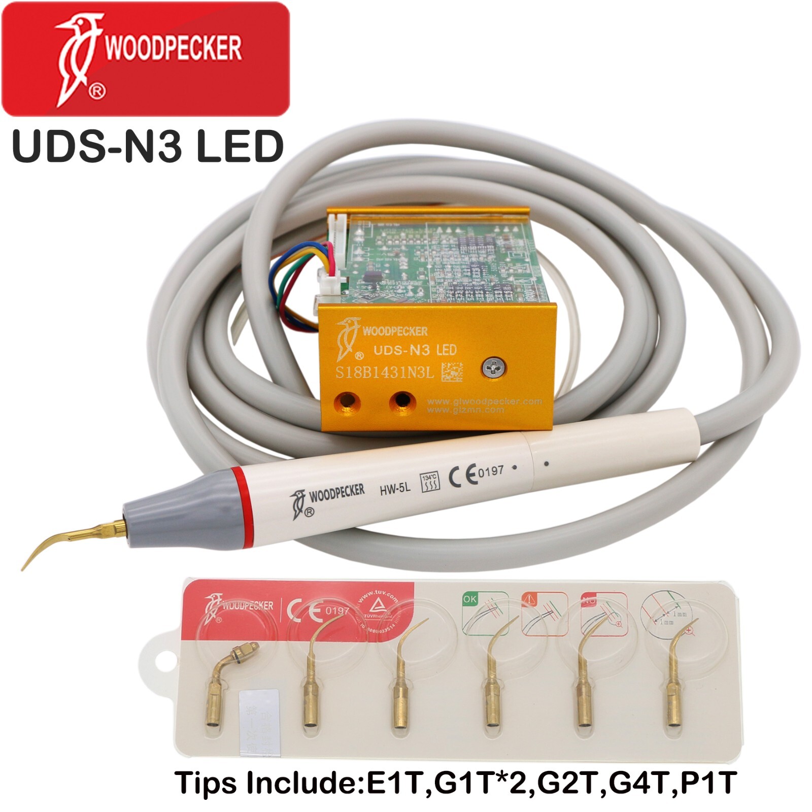 Woodpecker UDS-N3 LED Built in Ultrasonic Scaler LED Handpiece Tips fit EMS