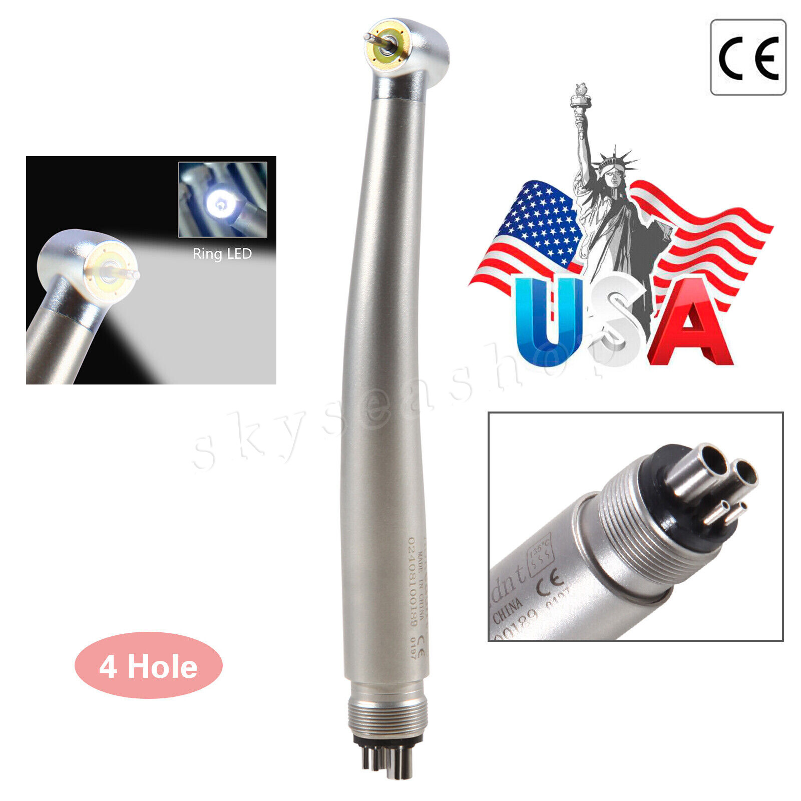 Dental LED High Speed Handpiece Shadowless E-Generator Air Turbine 2/4 Holes