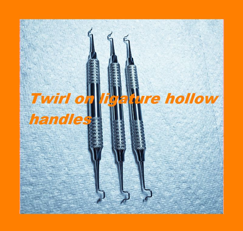 3 Twirl-On Ligature Hollow Handle Lightweight Orthodontic Instruments