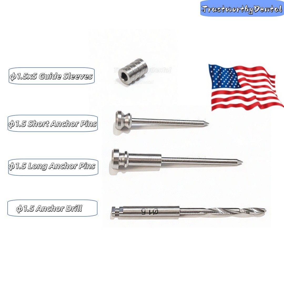 USA Dental Anchor Pin Fixation Drill Guided Sleeves DSG Implant Denture Plate