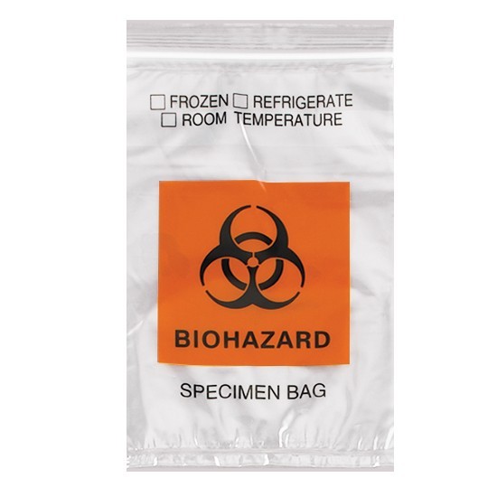 200-Pack 6″ x 9″ Biohazard Econo-Zip Specimen Transport Bags 2mil 3 Wall + Pouch