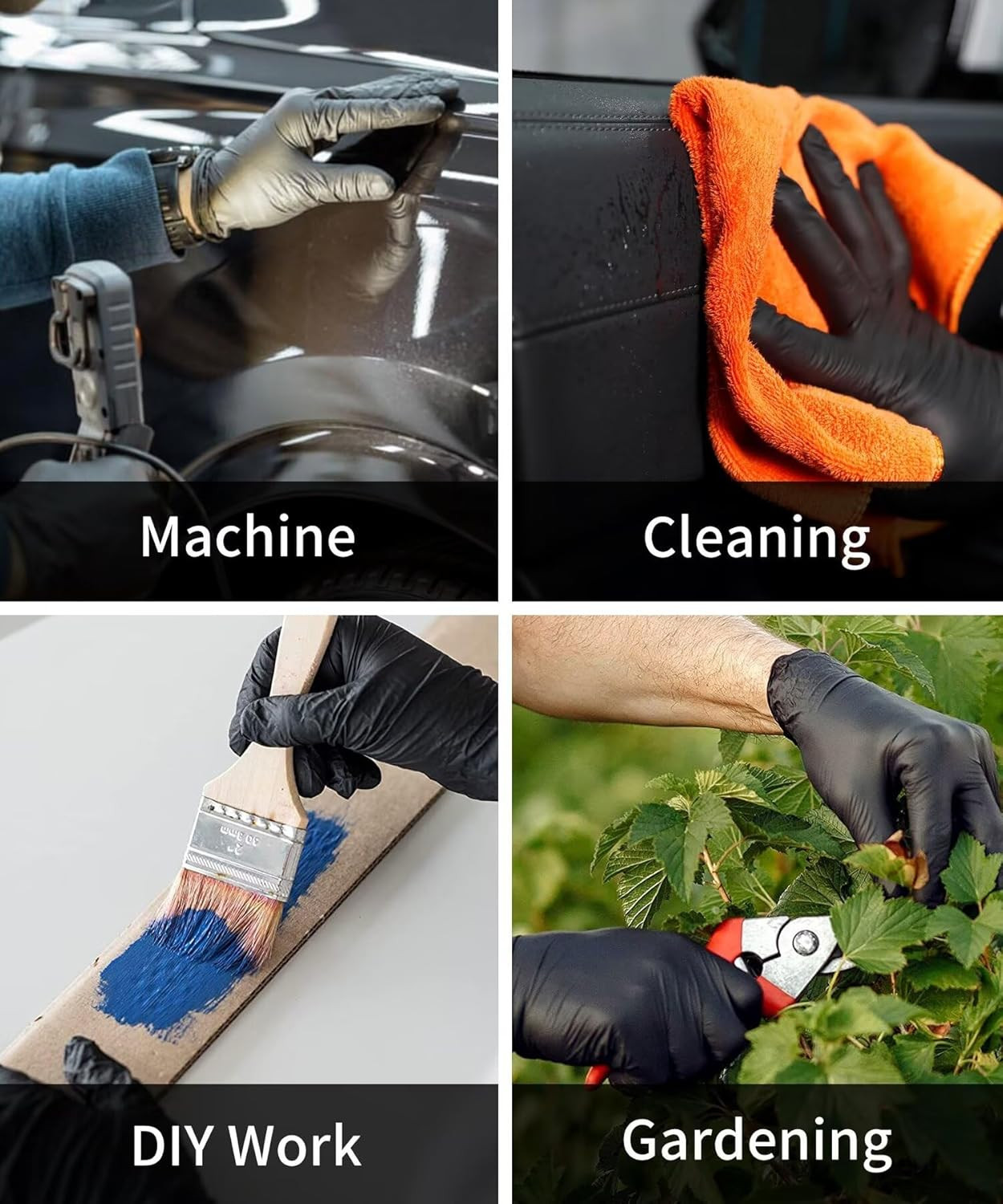 6 Mil Heavy Duty Black Nitrile Disposable Gloves, Latex Powder-Free, Textured Ru