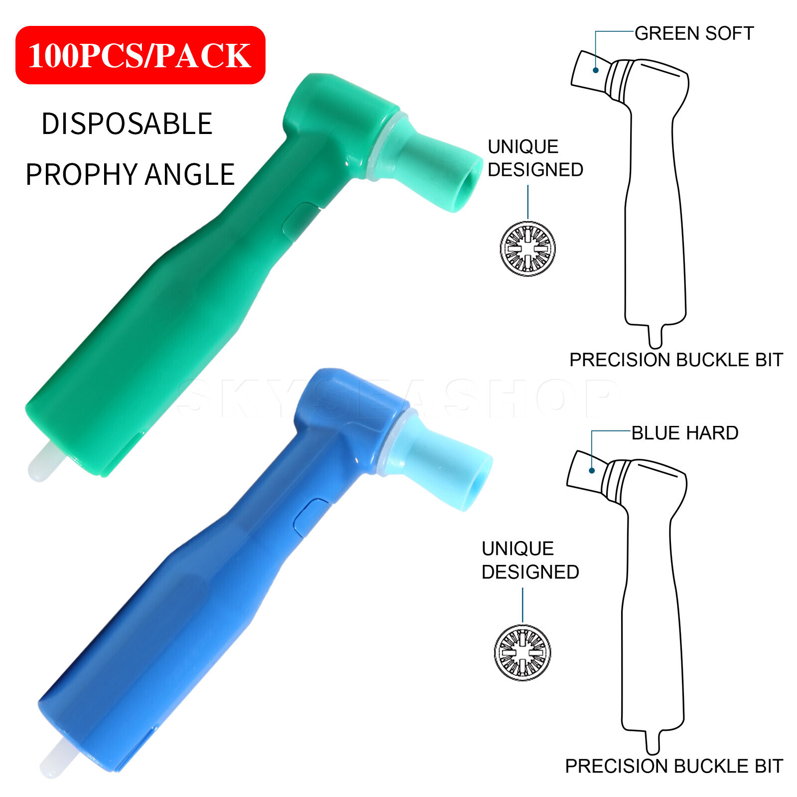 Dental Disposable Prophy Angles 100 to 1000 Soft Cup Latex Free Right Angle 105°