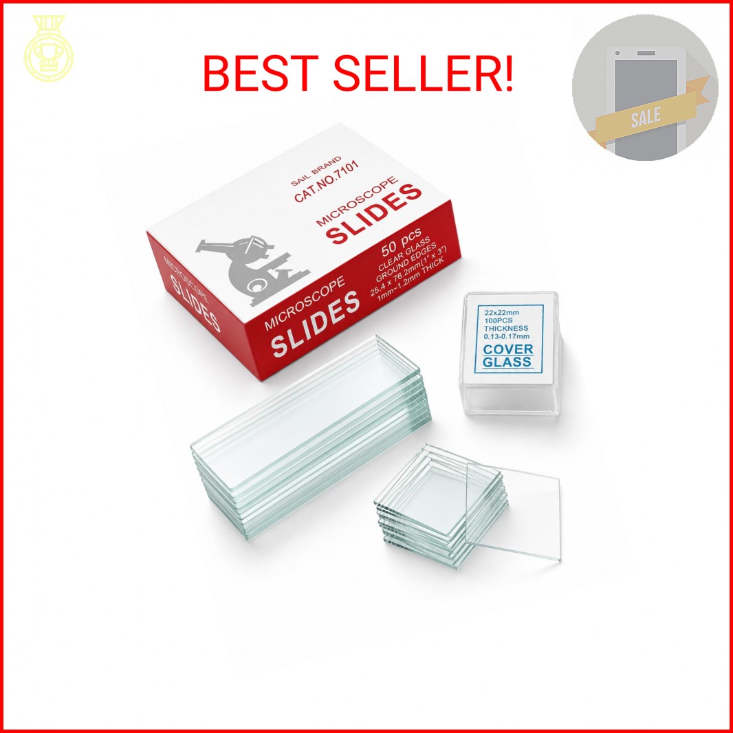 Microscope Slides and Coverslips Set, Pre-Cleaned HD Optical Glass, 50 Blank Sli