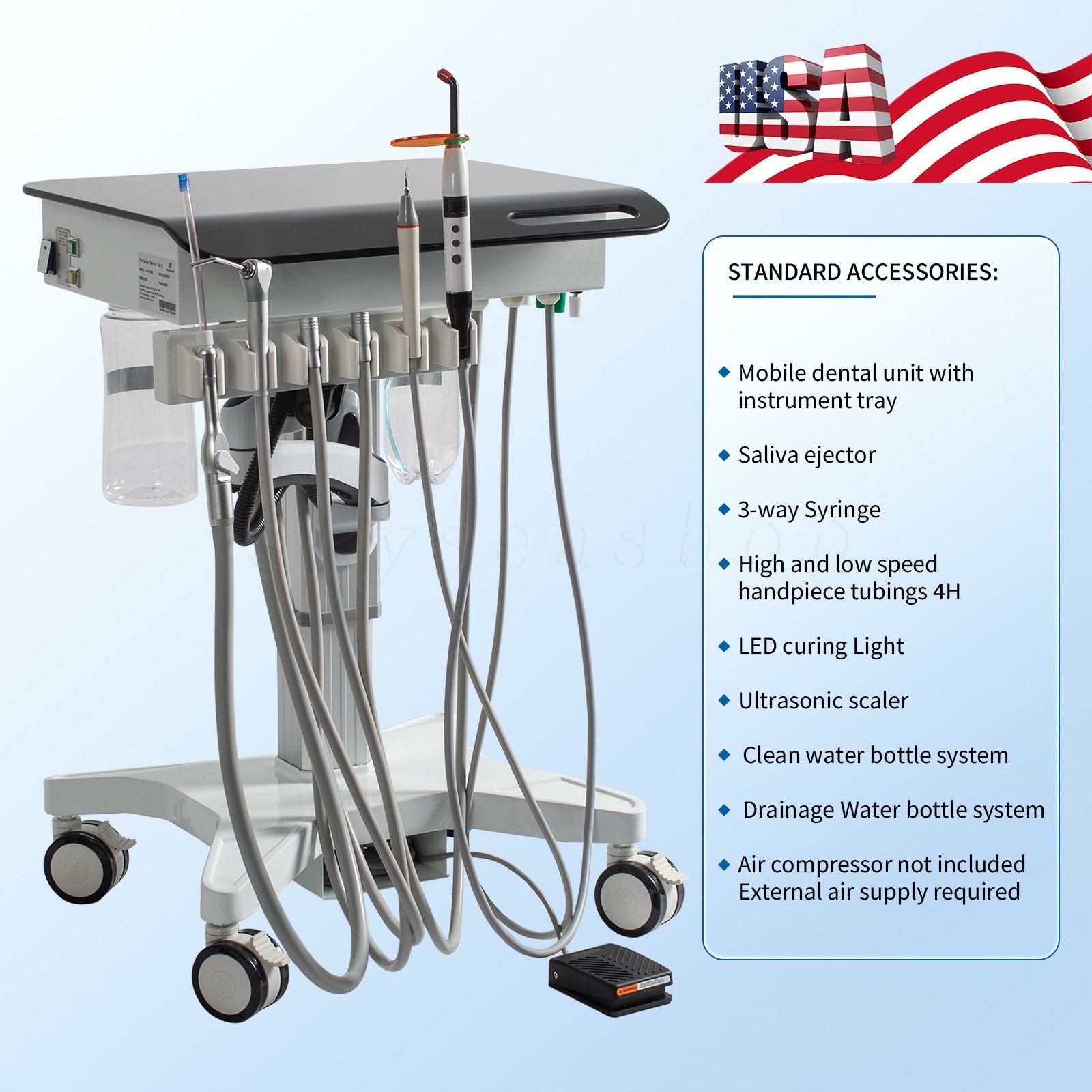 Dental Delivery Cart Treatment Unit GU-P302S 2H/4H with Oil Free Air Compressor