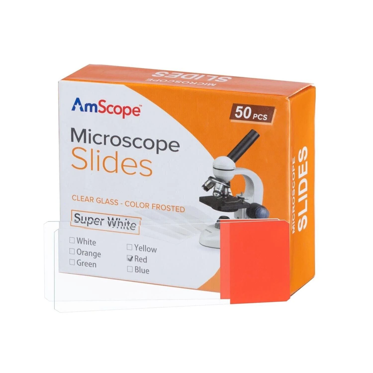 *Box of 50pc* Blank Microscope Slides 1×3″ 25x75mm with Single Red Coated End