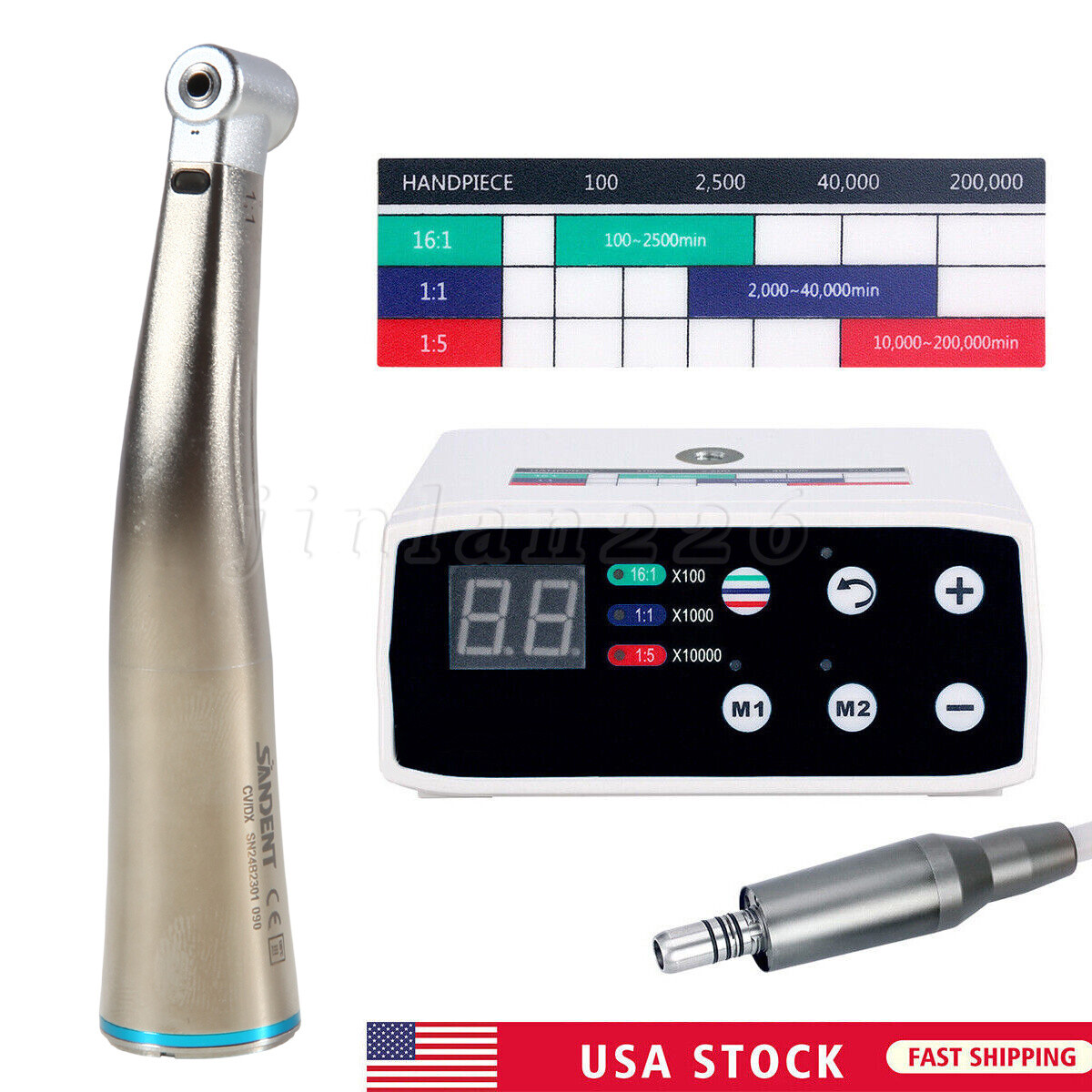 SANDENT Dental LED Brushless Electric Micro Motor/1:1 LED Handpiece