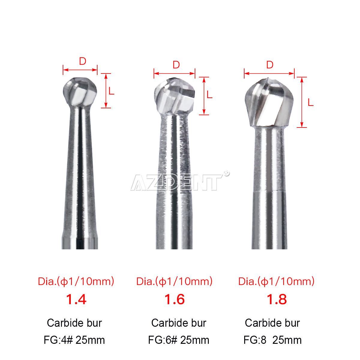 Cirugía quirúrgica dental Fresas redondas de carburo de tungsteno FGXL 4/6/8 #