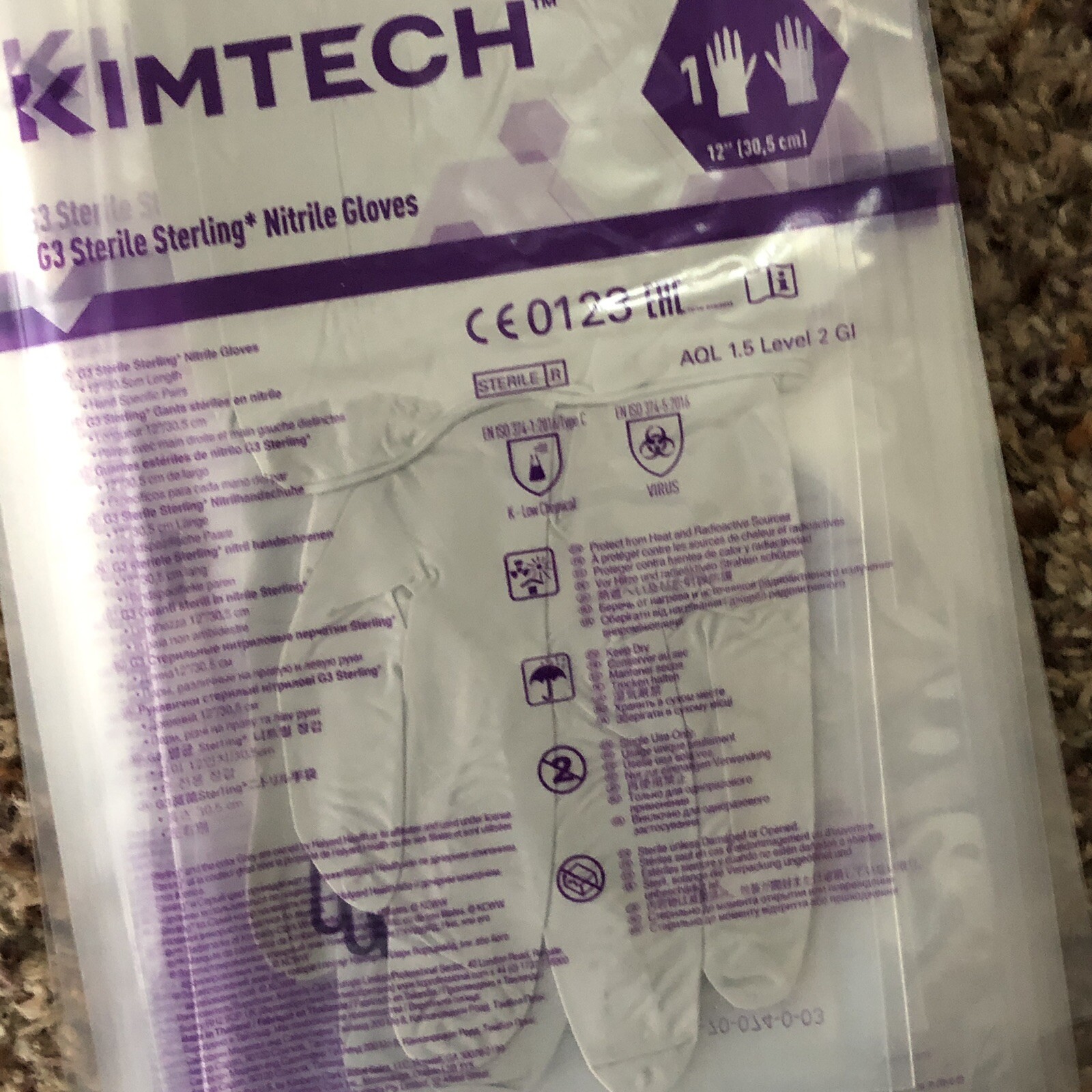 10 Pair KIMTECH Pure G3 Sterile Sterling Nitrile Gloves Size 6.5 12” Sealed