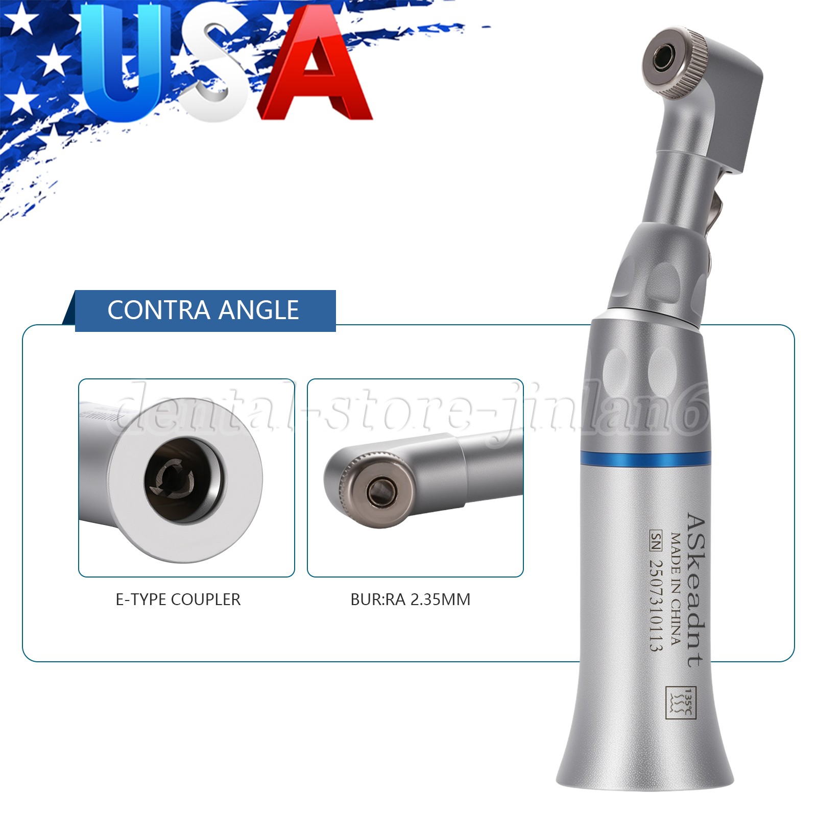 10 ASkeadnt Dental Slow Low Speed Handpiece Contra Angle Latch Burs EX203C