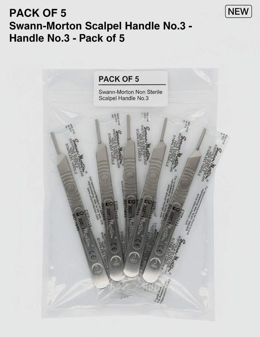 Swann-Morton No.3 Scalpel Handle Fits 10–15A Blades (Pack of 5)