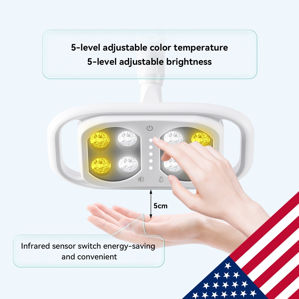 Dental Chair LED Oral Light 8000-40000lux 5-level adjustable color temperature