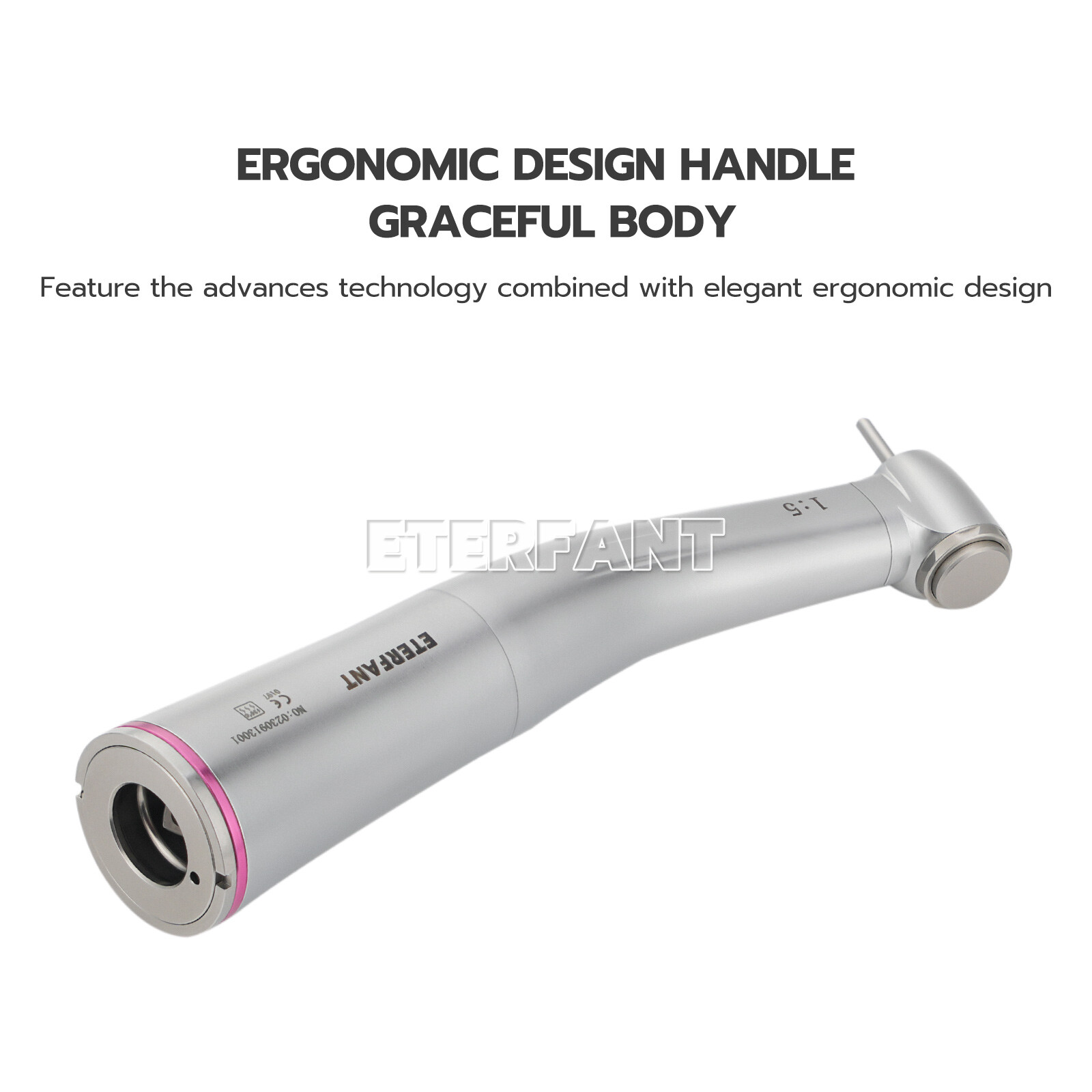 ETERFANT Dental 1:5/1:1Fiber Optic LED Contra Angle Handpiece NSK Electric Motor