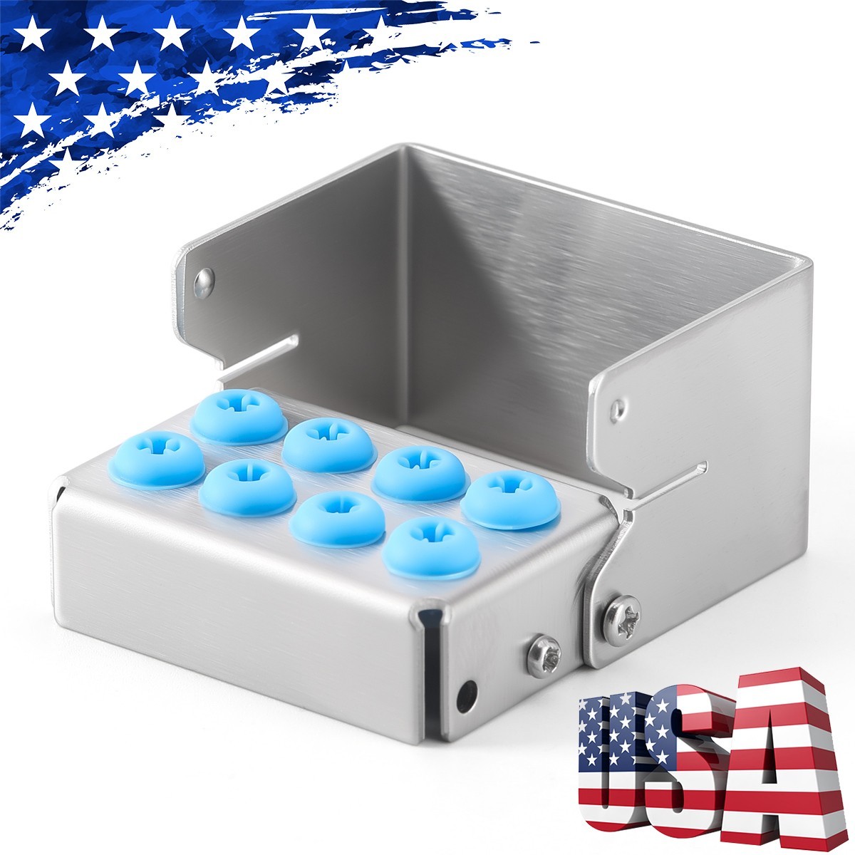 8 Holes Dental Bur Holder Disinfection Block Case Box Dentist Stand Autoclave