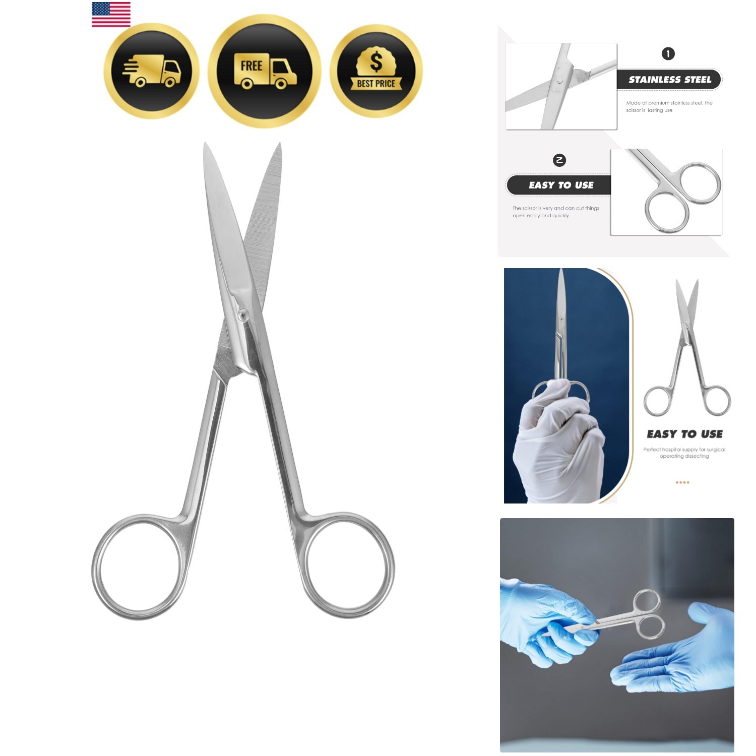 14 CM Stainless Steel Scissors Medical Surgical Operating Dissecting Straight…