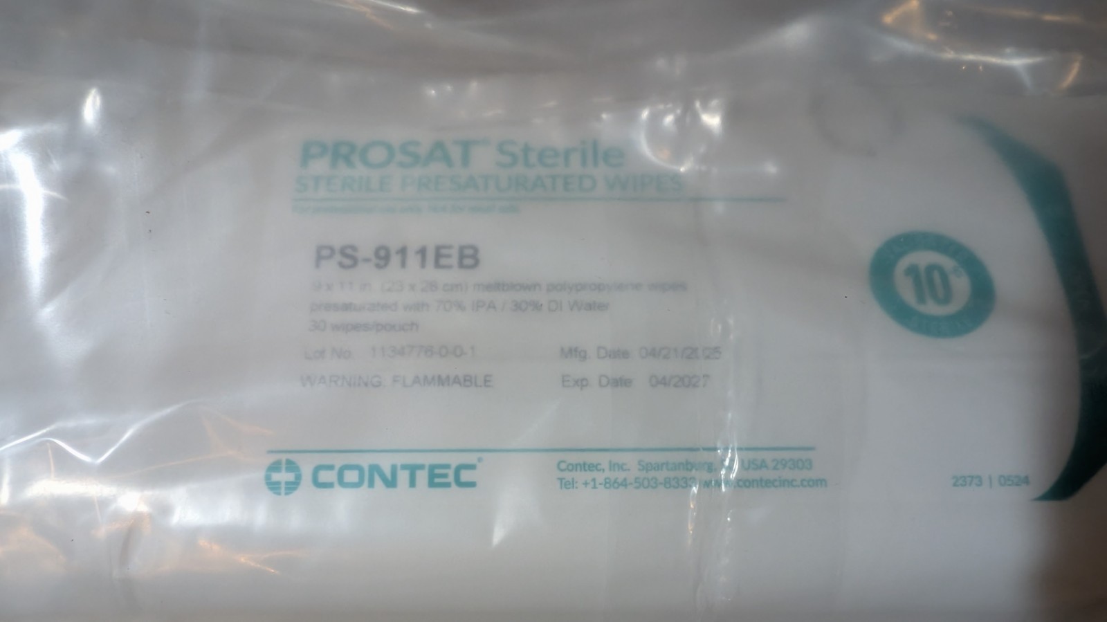 PROSAT Sterile PreSaturated Cleanroom Wipes Case 12 Packs of 30 Exp 04/2027