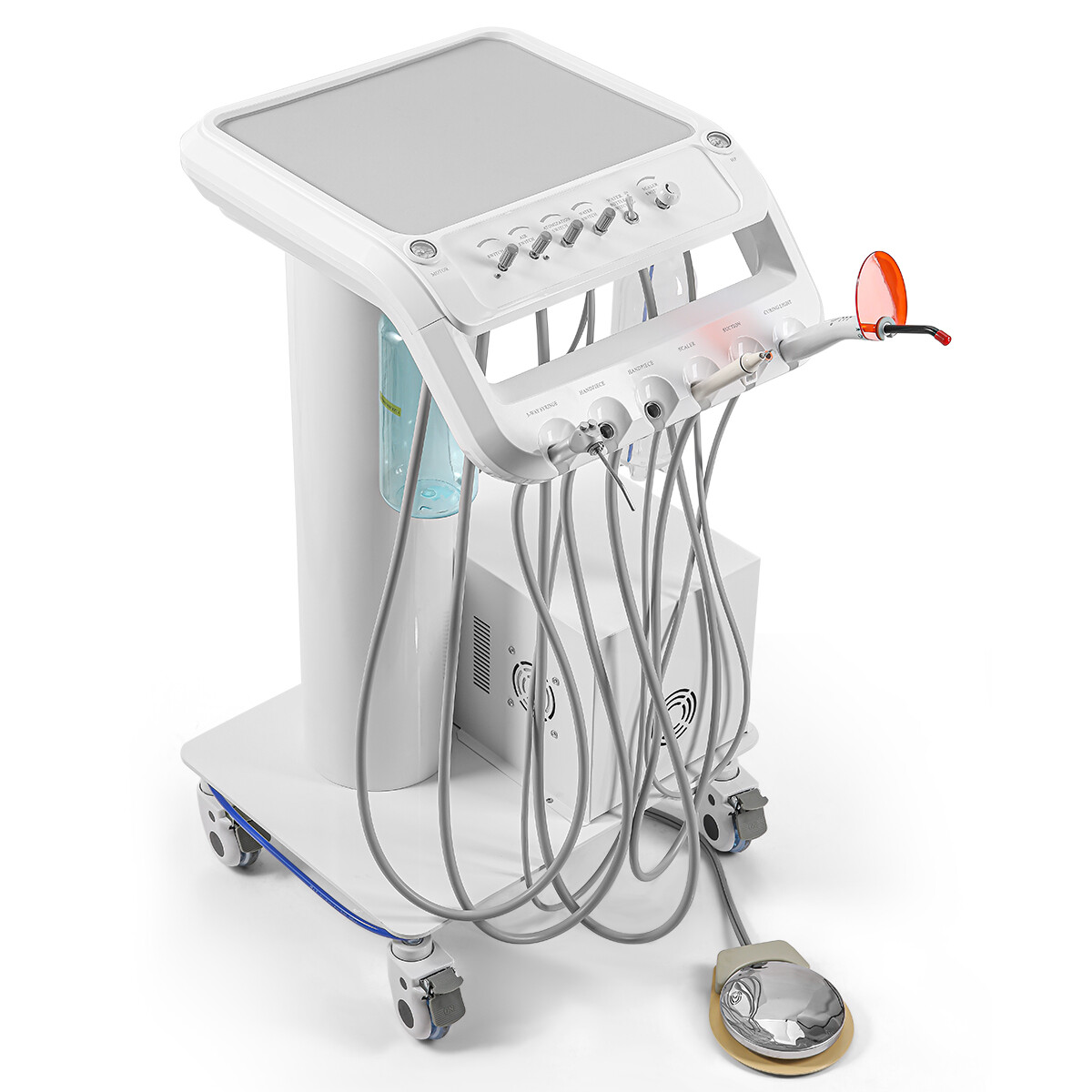 Mobile Dental Cart Delivery Unit with Air Compressor /LED Curing Light Scaler