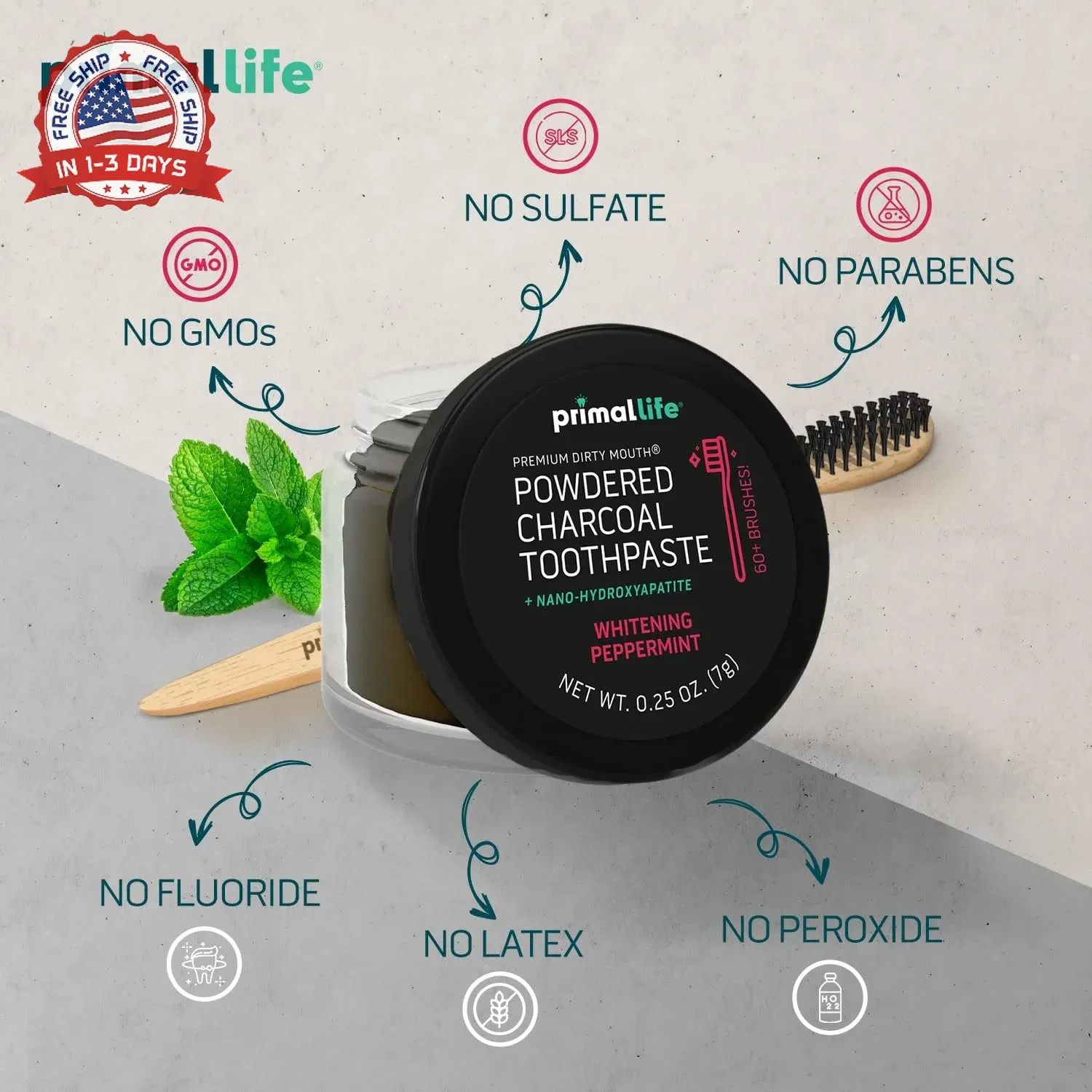 Primal Life Organics -Dirty Mouth Toothpowder, Activated Charcoal Tooth Cleaning
