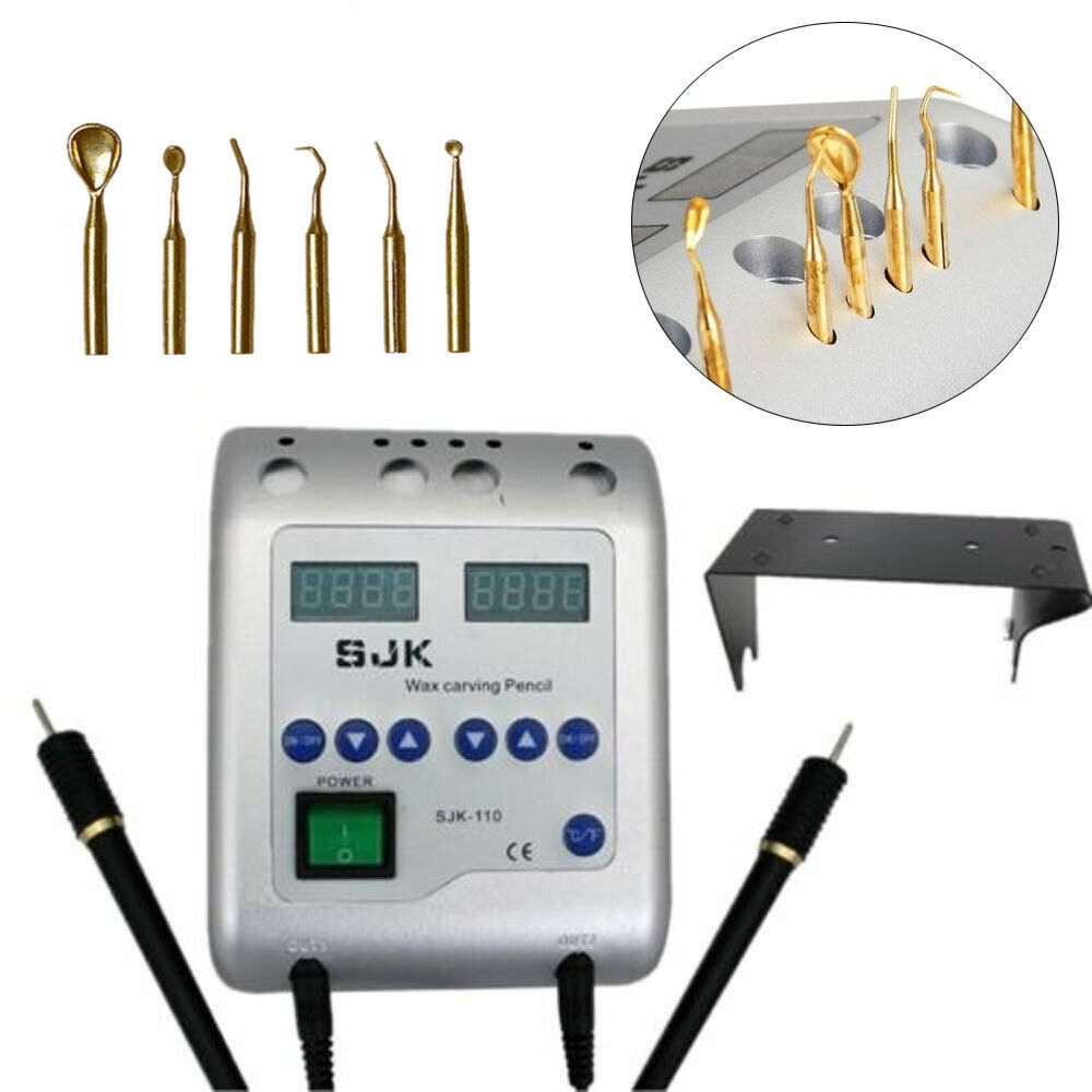 Dental Lab SJK Electric Wax Knife Waxer Carving Pencil Carver w/ 6 Tips & 2 Pens