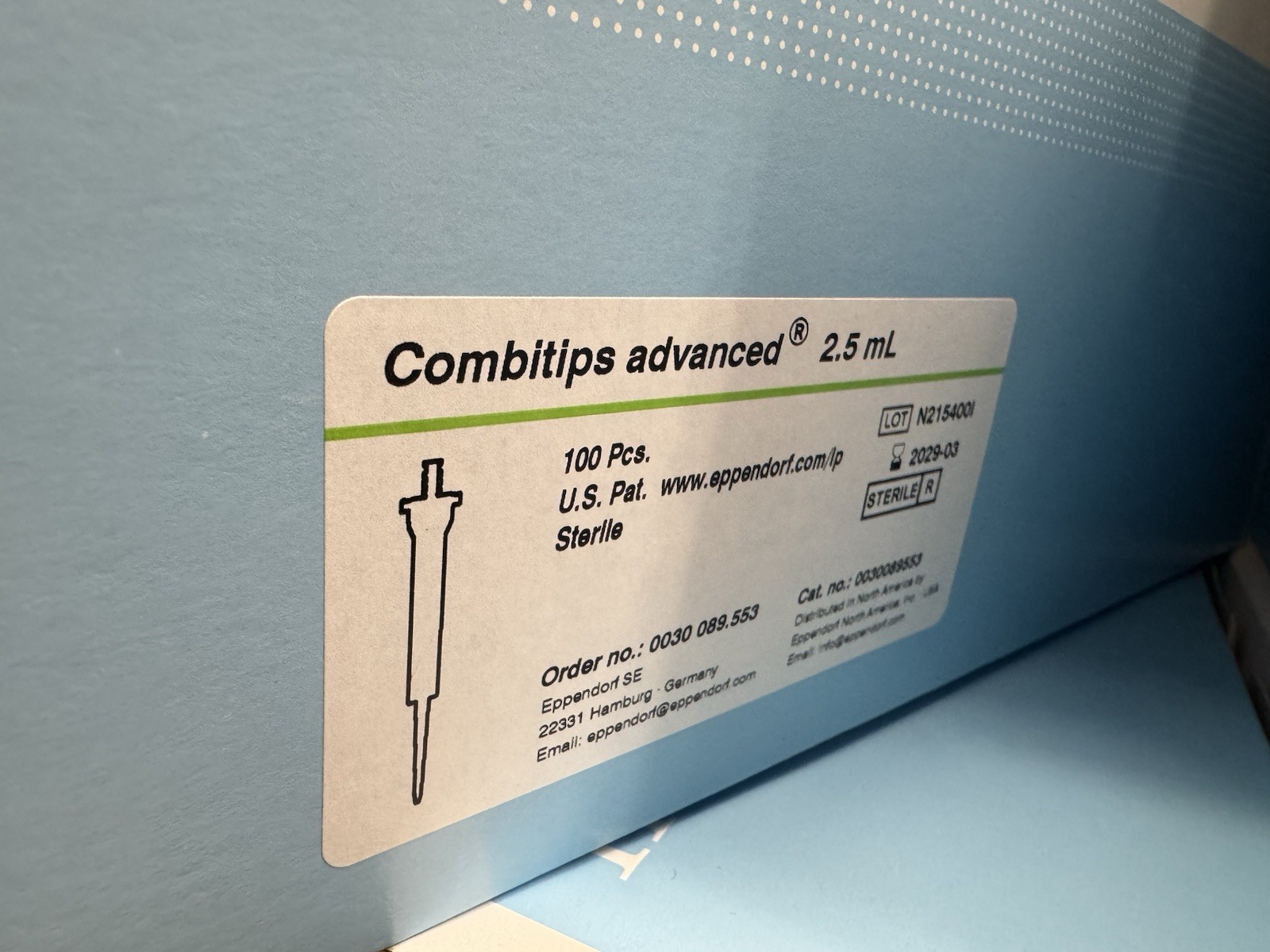 Eppendorf Advanced Combitips, 100pc/pk, volume 0.1ml, 0.2 ml, 0.5 ml, 2.5 ml