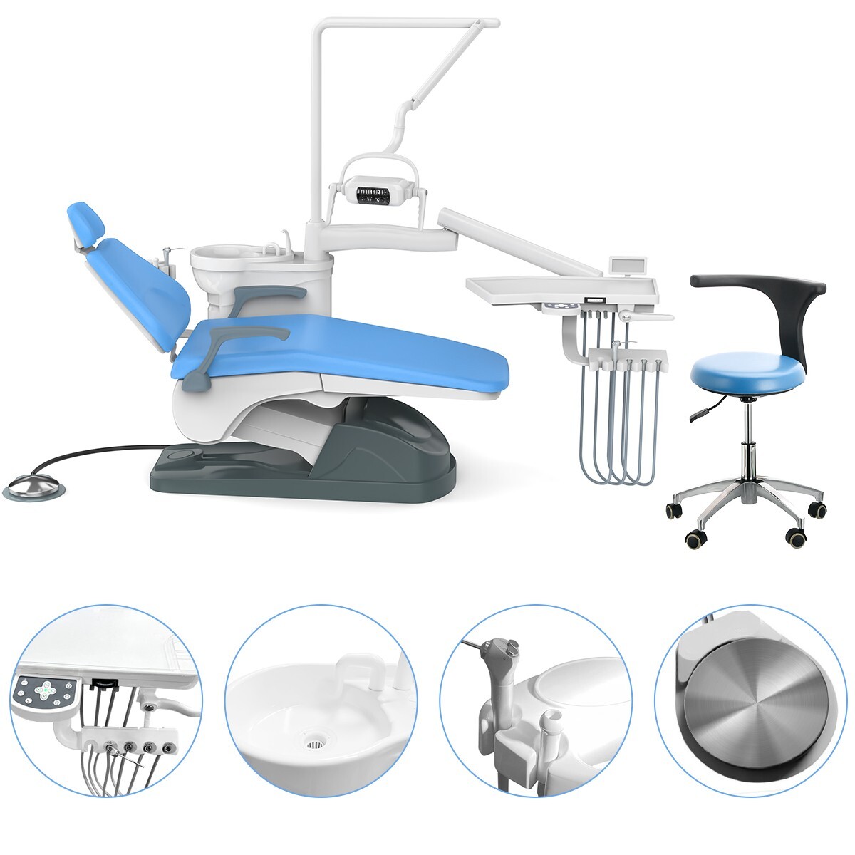 Dental Clinic Unit Chair DC Motor Computer Controlled + Dentist Stool Handpiece