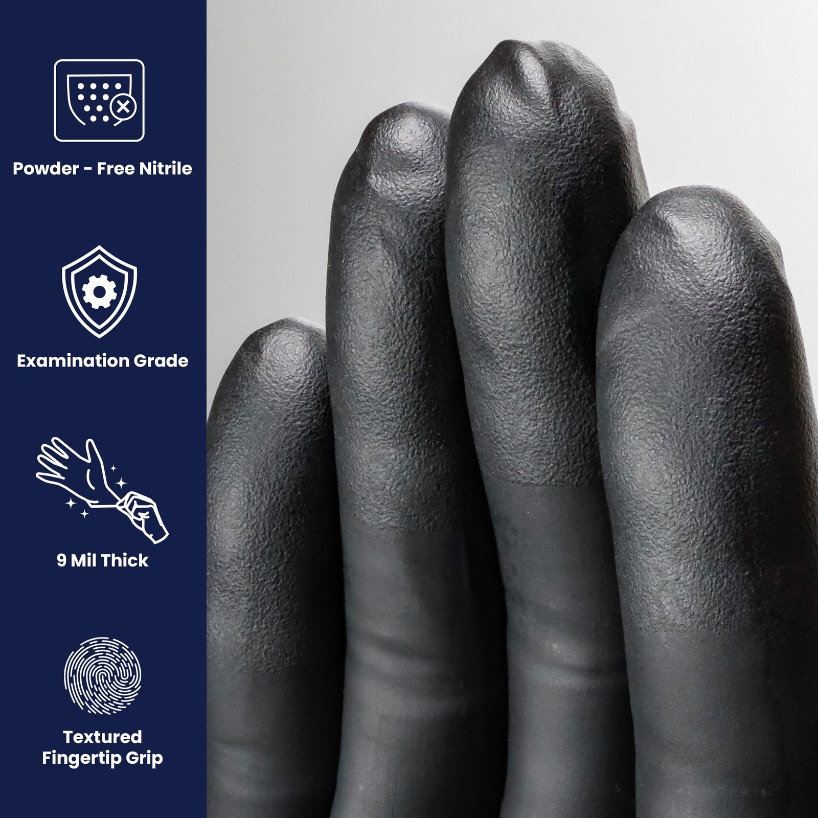 Adenna Dark Light Black Nitrile Gloves 1000 Count Heavy Duty Precision Fit