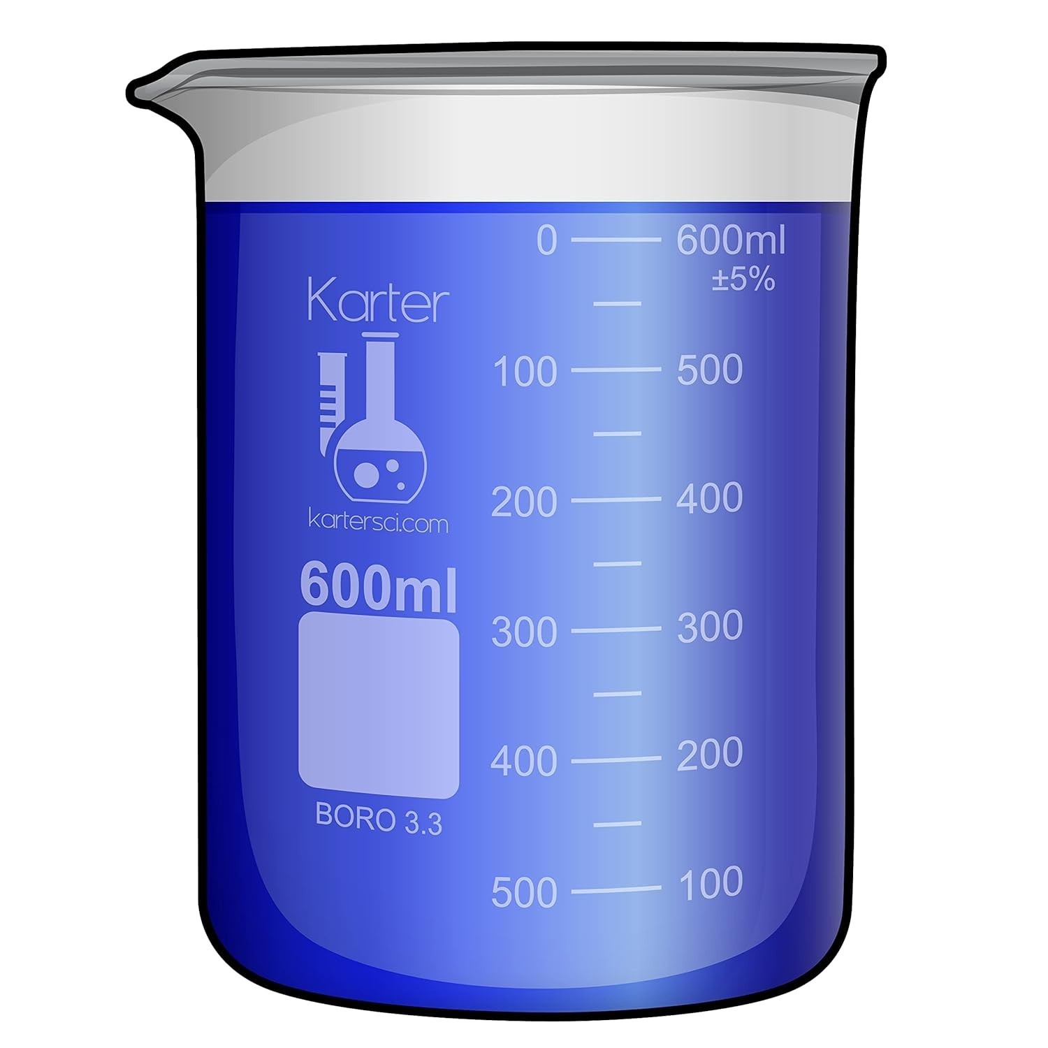 600ml Heavy-Duty Beaker – Borosilicate 3.3 Glass with Exceptional Pouring Design