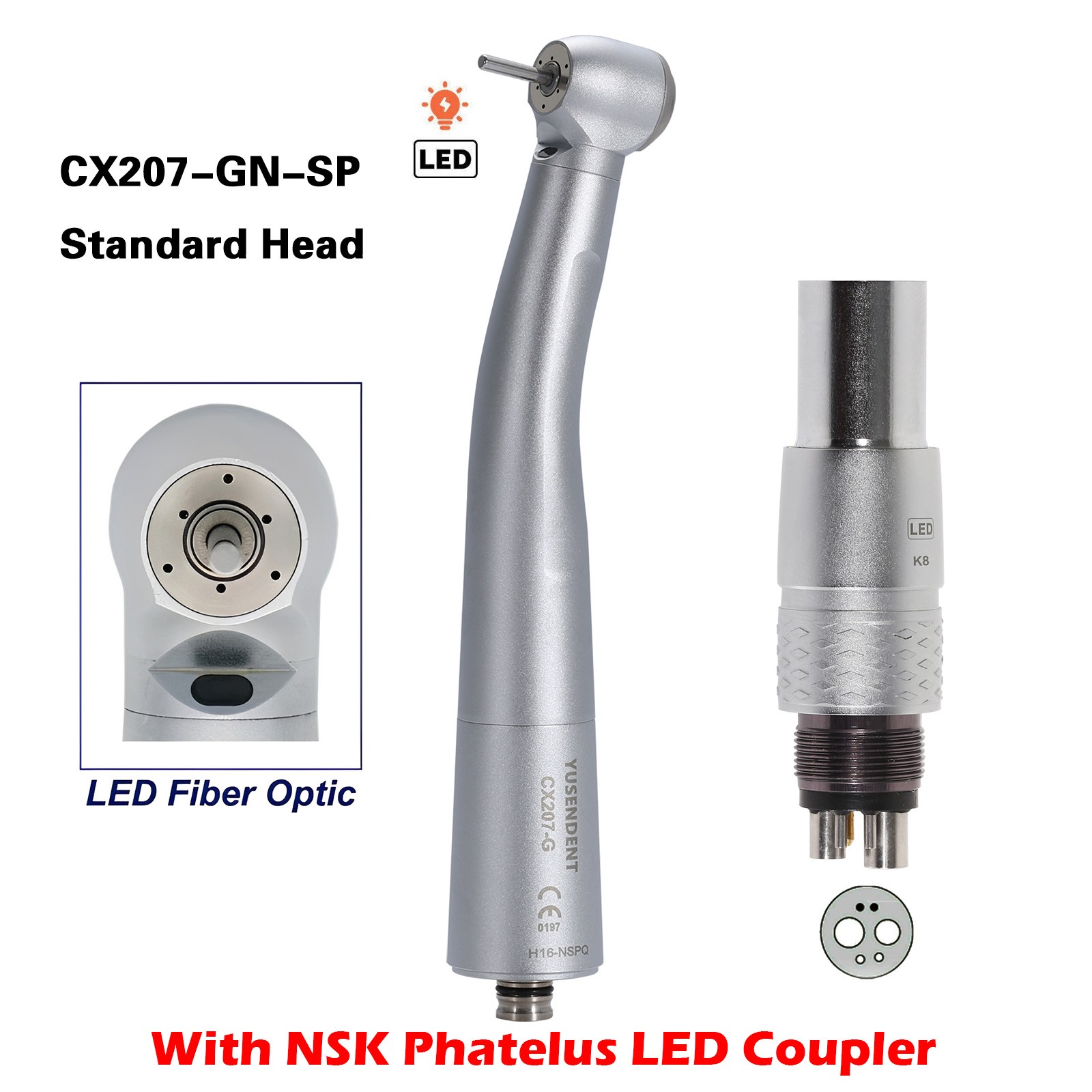 Dent (Fiber Optic) High Speed Handpiece fit for NSK (LED) 4/6Hole Coupler Mz