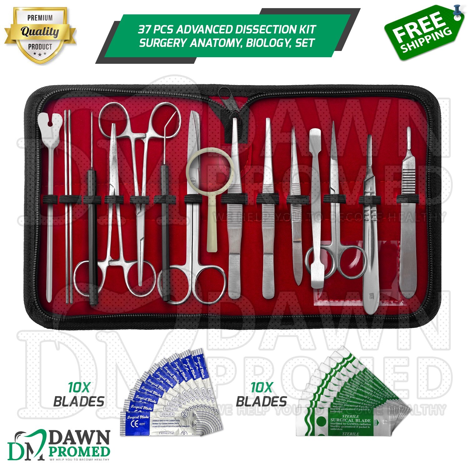 37 Pcs Advanced Dissection Kit Surgery Anatomy, Biology, Veterinary Students Set