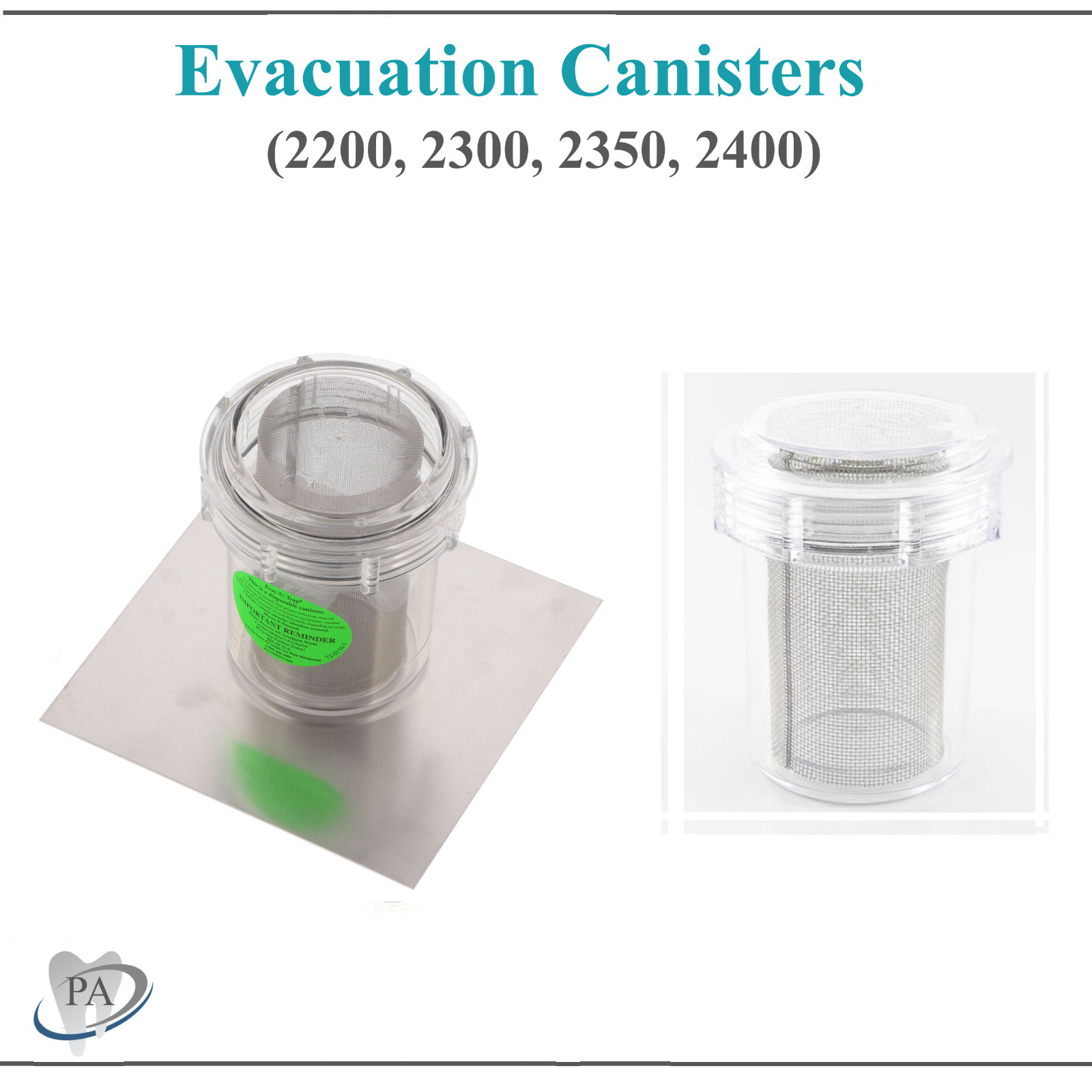 Dental Evac-U-Trap Disposable Canister, Model 2400: For Dentsply MVS .75, 1., 2.