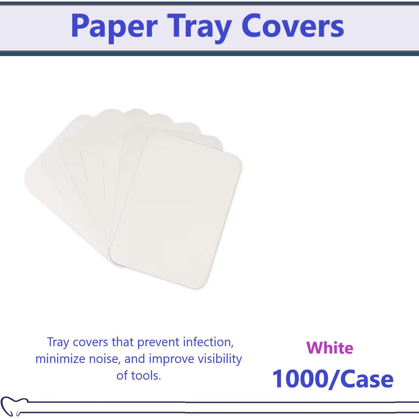Dental Paper Tray Cover Size B / C / F White Blue Pink Green Lavender, 1000/Bx