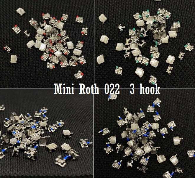 Dental Orthodontic Brackets Braces Mini Roth 022 Slot Hook 3 Metal Bulk pack