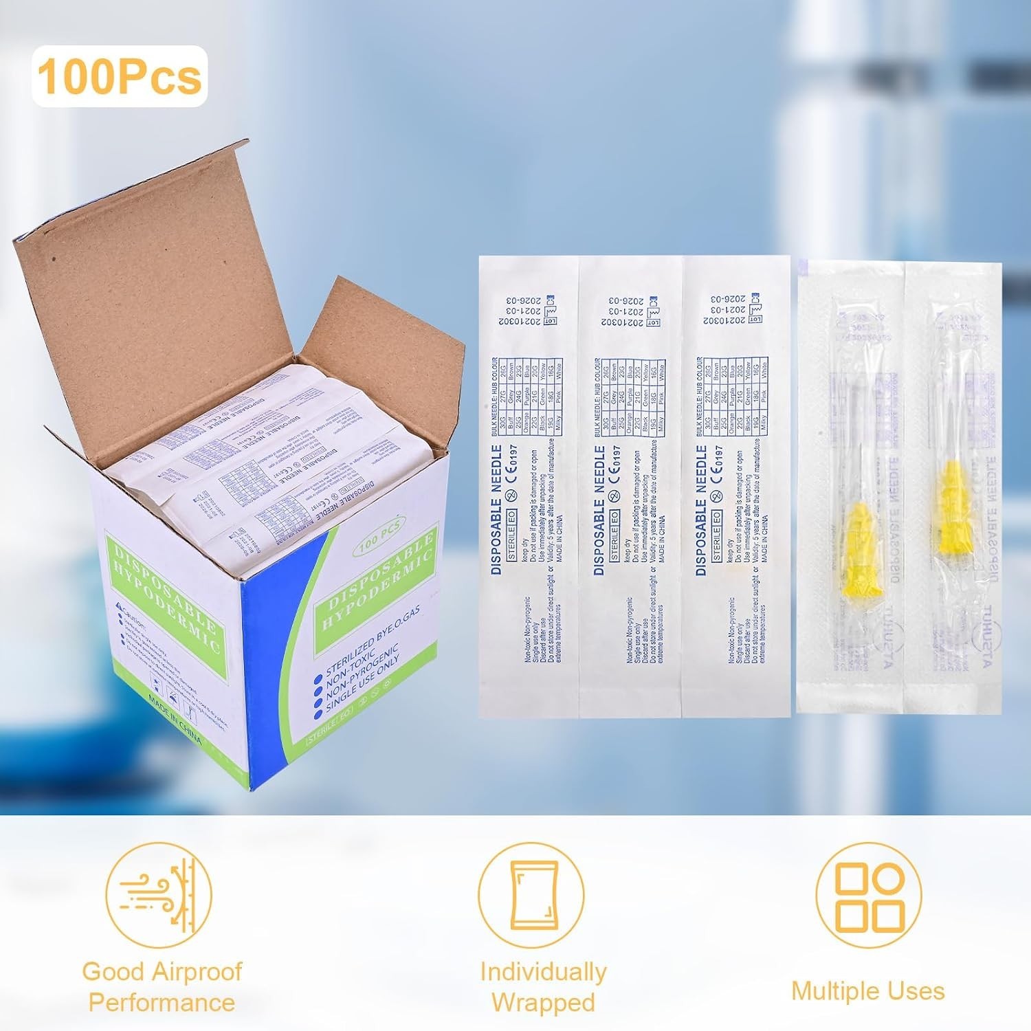 Versatile 100 Pack of 30 Ga Disposable Needles for Accurate Liquid Dispensing