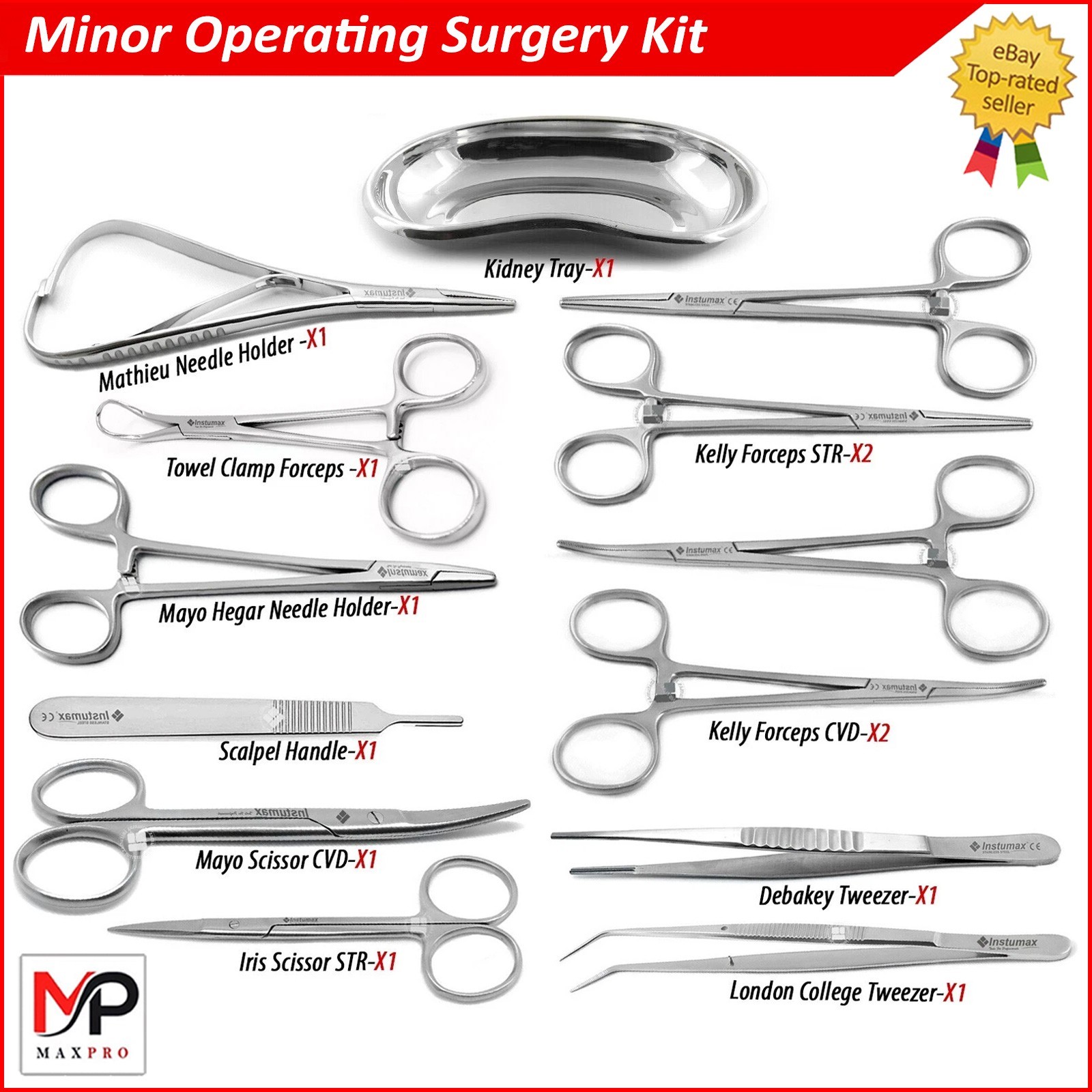Operating Minor Surgical Instruments Tray Dressing Forceps Set Medical Scissors