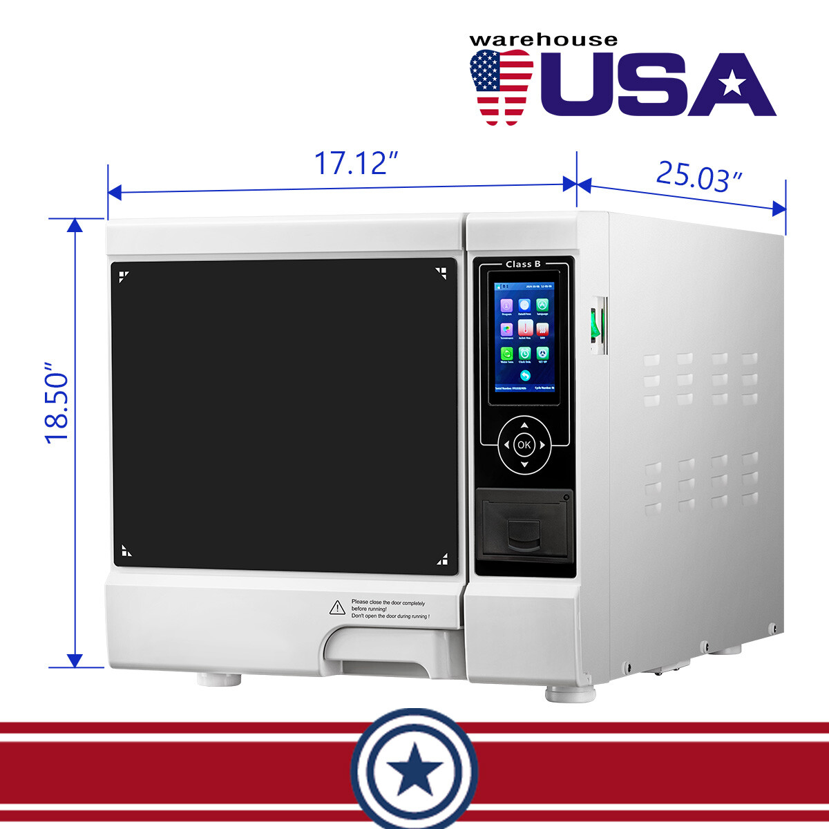 22L Dental Class B Autoclaves Steam Sterilizers built-in Printer/Storage Cabinet