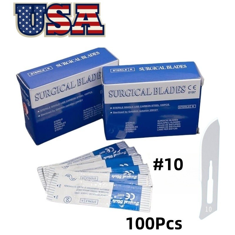100Pc Carbon Steel Scapel Blade #10 Dental Medical Instrument Surgical Blade USA