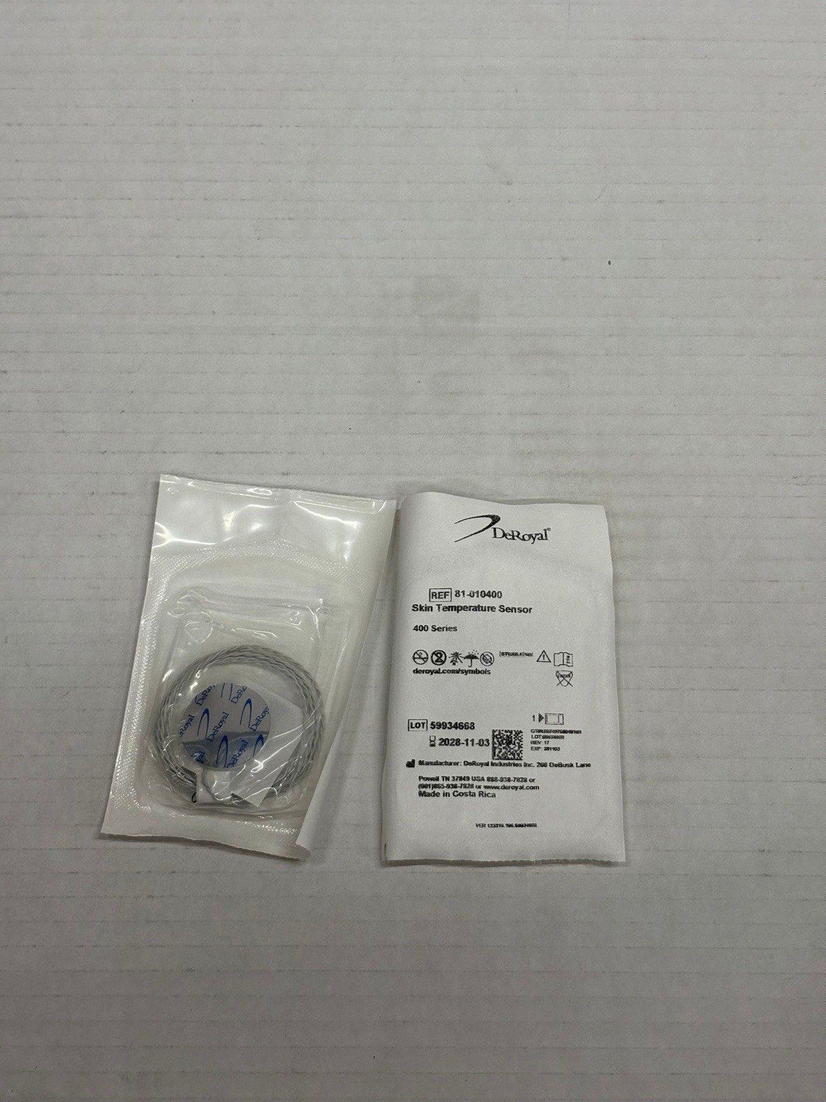 *50-Packs* DeRoyal Adult Skin Temperature Sensor 400 Series Sterile V81-010400