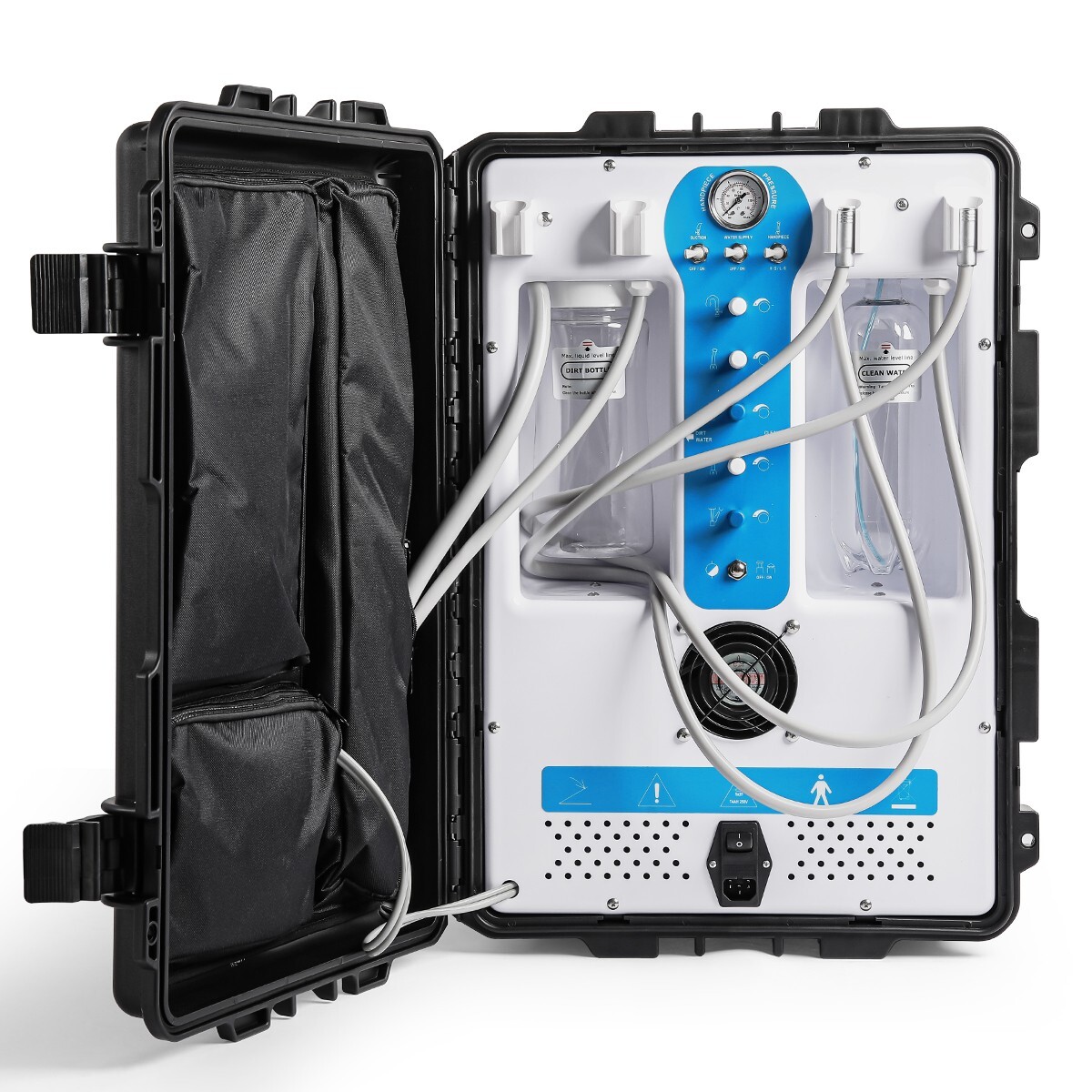 P204S Mobile Portable Dental Unit System Built-in Air Compressor Rolling Case
