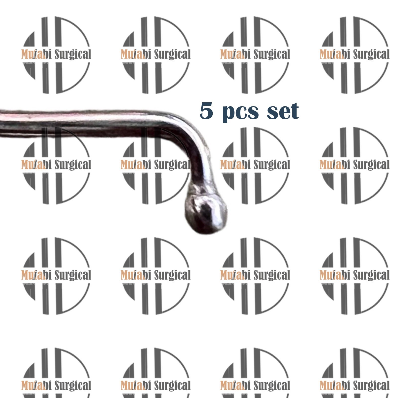 5PCS Kuhn Frontal Sinus Seeker, Double-Ended, Size #3, Hexagonal Handle ENT