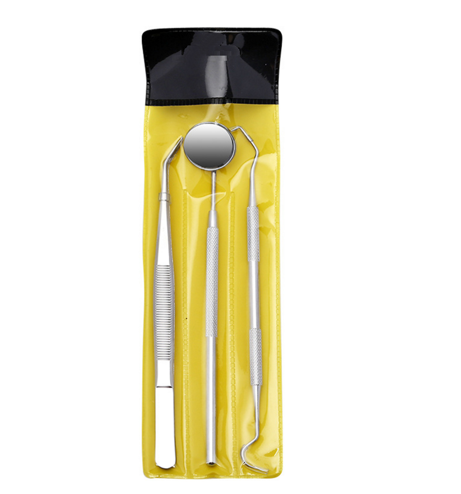 3 Pcs Dental Examination Kit Basic Hygiene Tweezer Mirror Explorer Cleaning Tool