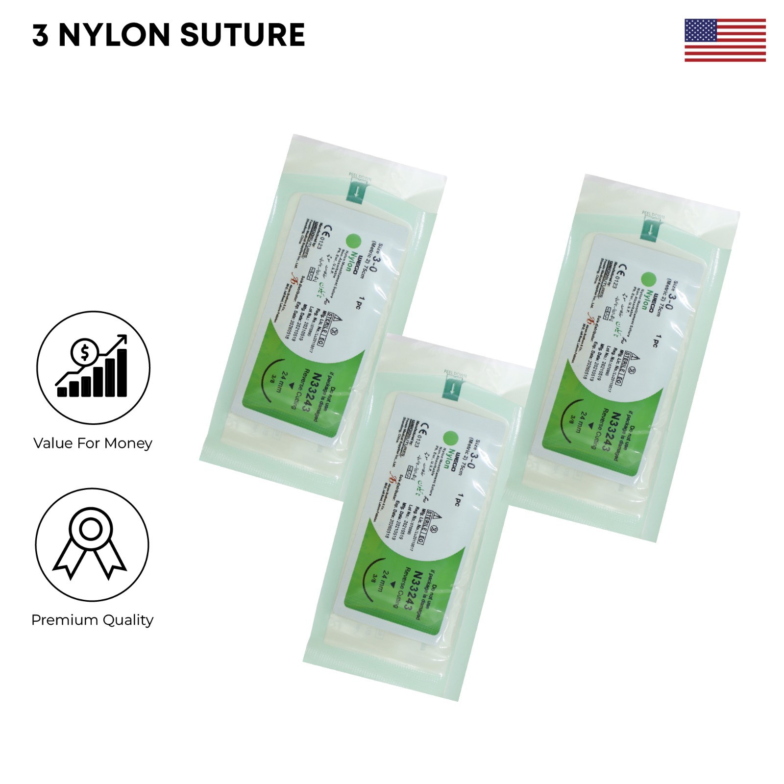 20 Pcs Suture Kit with Scissors Needles and Thread for Practice Student Training