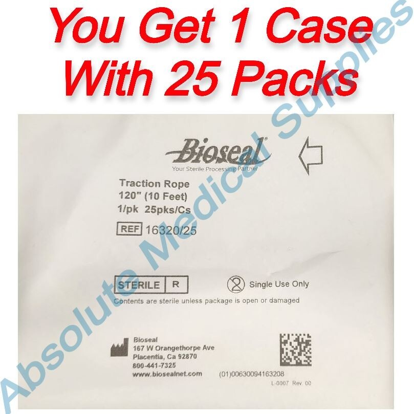 *25-Packs* Bioseal Traction Rope 120″ White Sterile 16320/25
