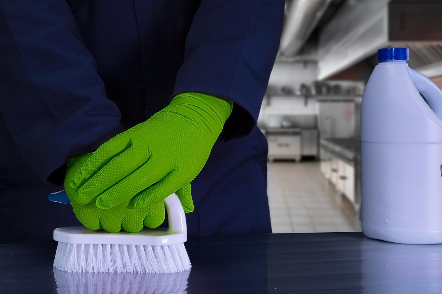 HD Green Gloves, 8 Mil Nitrile Disposable Heavy Duty Raised Diamond Grip Mech…