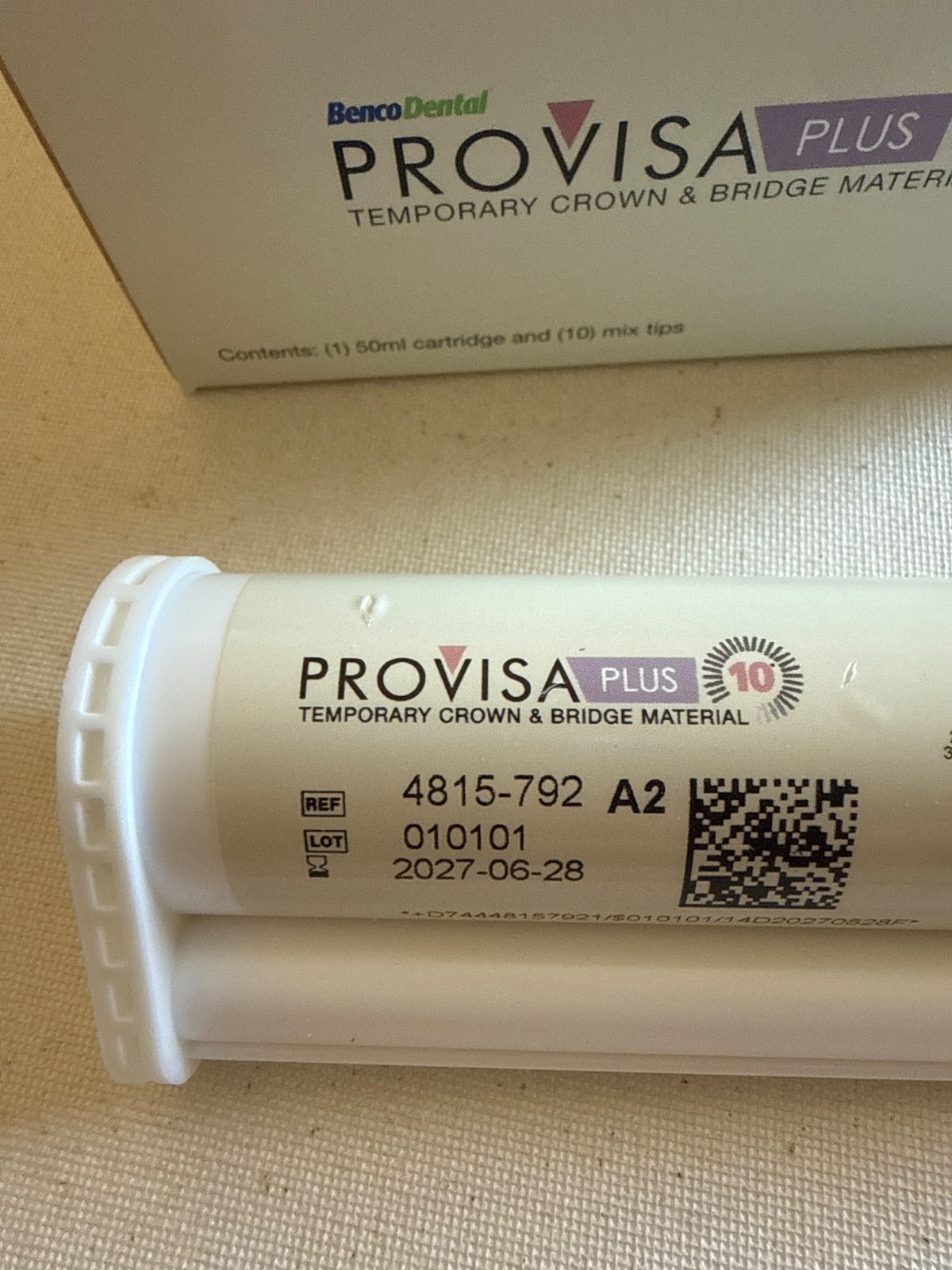 NEW Provisa Plus 10 Crown & Bridge Material – A2 1 – 50 ml Cartridge & 10 Mixing