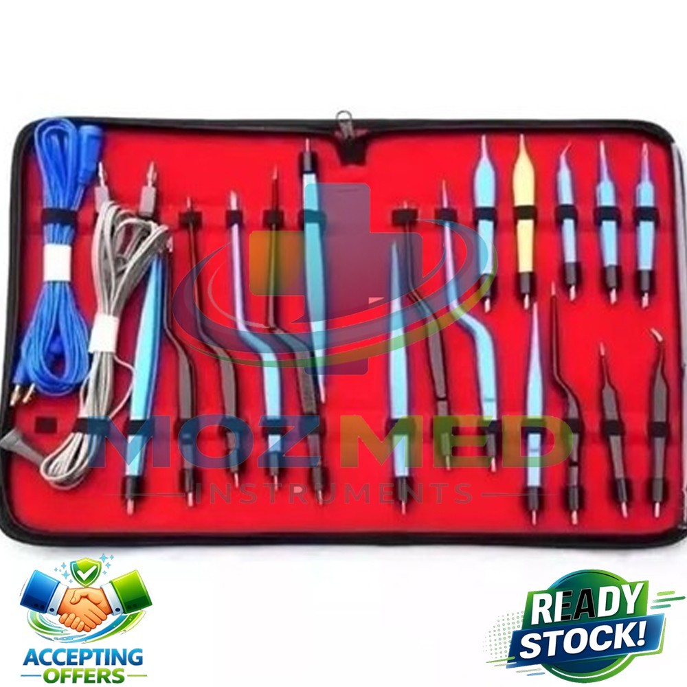 Electrosurgical Bipolar Bayonet Forceps 20 Pcs Surgical Instruments Set