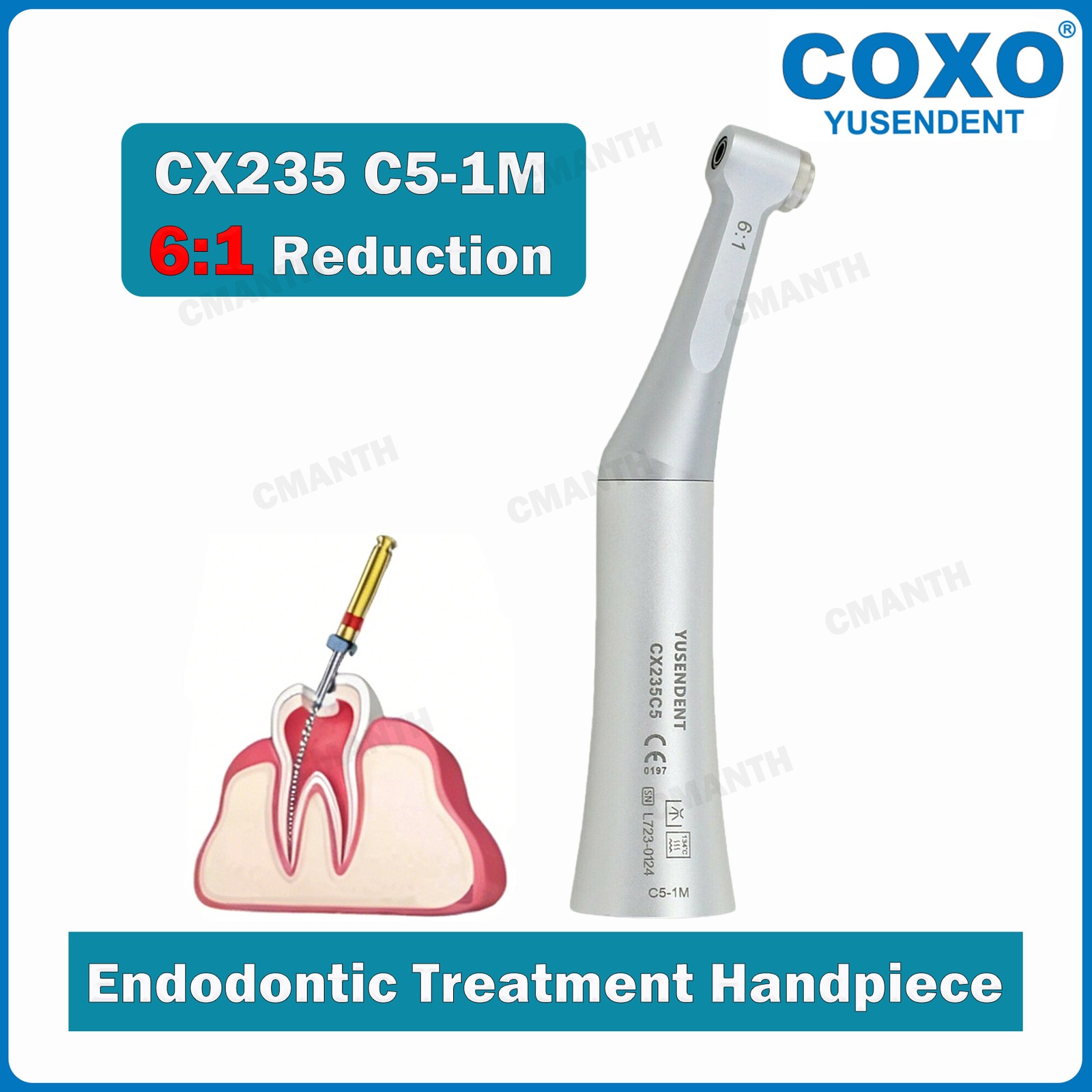 COXO Dental Handpiece 6:1Endodontic Turbine Mini Contra Angle CX235C5-1M For NSK