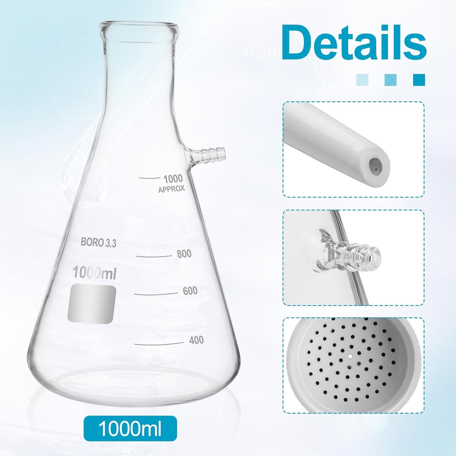 1000ml Buchner Funnel Filtering Kit w/Flask Funnel Ceramics Buchner Funnels 80mm