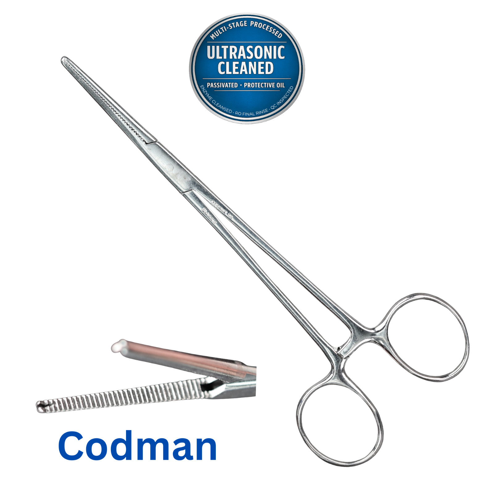 Codman 33-4110 Rochester-Ochsner Forceps, Straight, 1×2 Teeth, 167mm (6.5″)